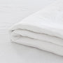 Foxtrot Home French Flax Linen styled in a bedroom with Brilliant White Sheets Set.