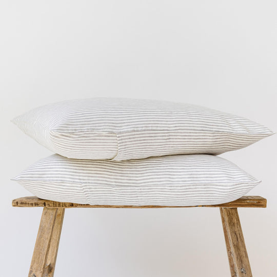 Grey Stripes Linen Pillowcases