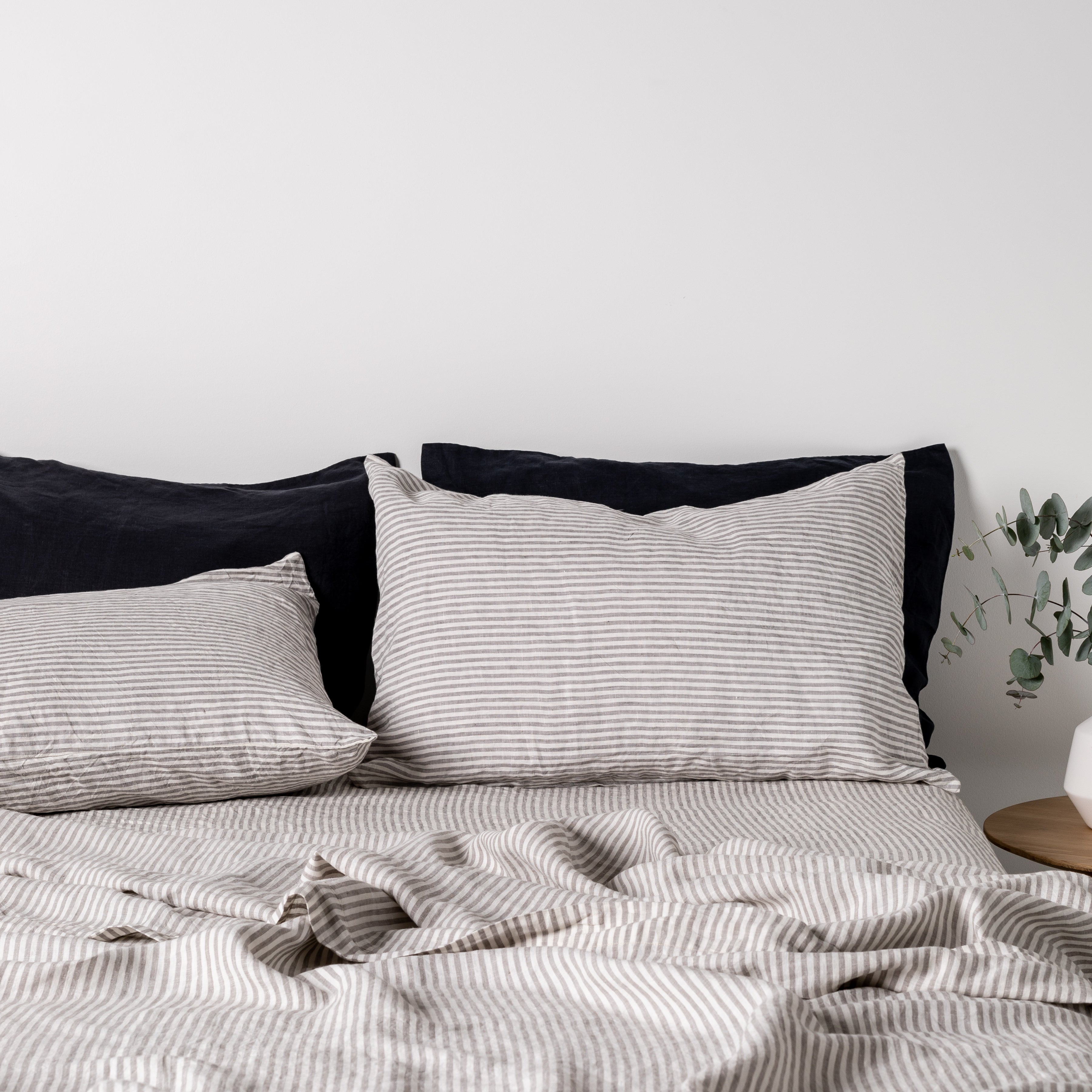 Gray and deals white striped sheets