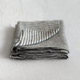 Foxtrot Home French Flax Linen styled in a bedroom with Navy Stripes Pillowcases.
