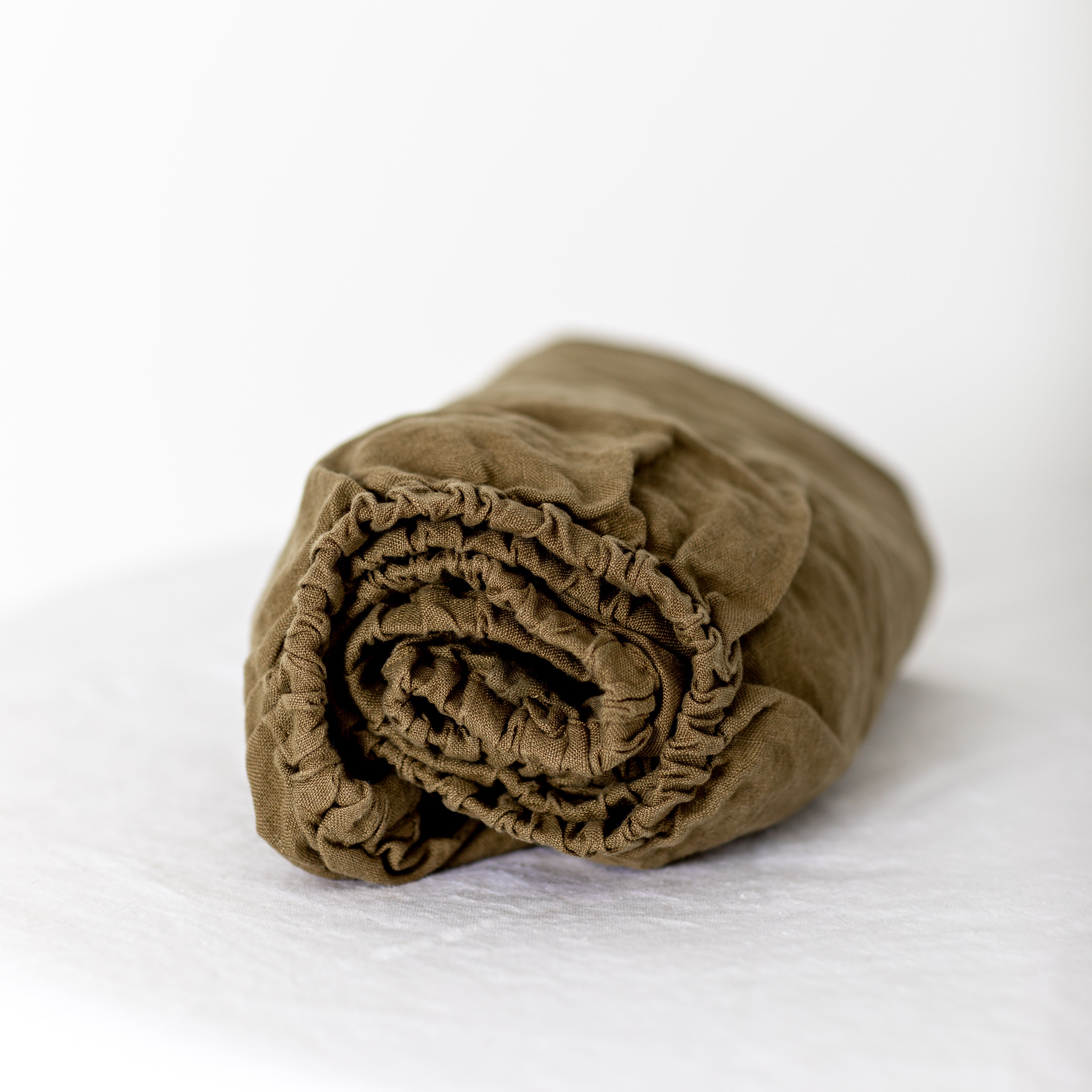 Olive Linen Cot Flat Sheet Foxtrot Home