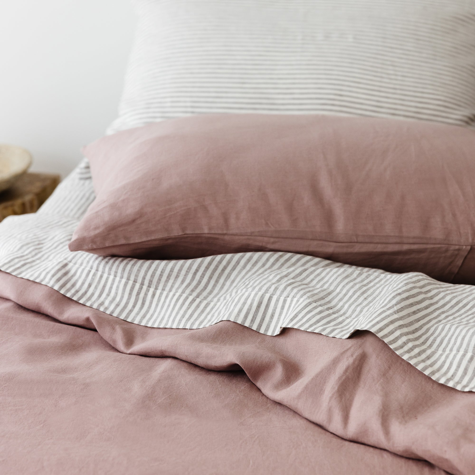 Rosewood Pink Linen Pillowcases Foxtrot Home