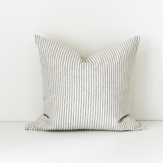 Grey Stripes Linen Cushion Cover