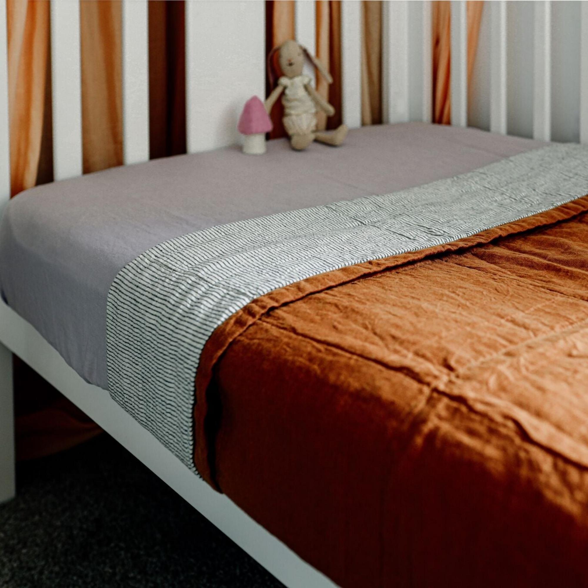 Lilac Linen Cot Bassinet Sheet