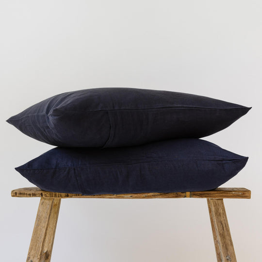 Midnight Blue Linen Pillowcases