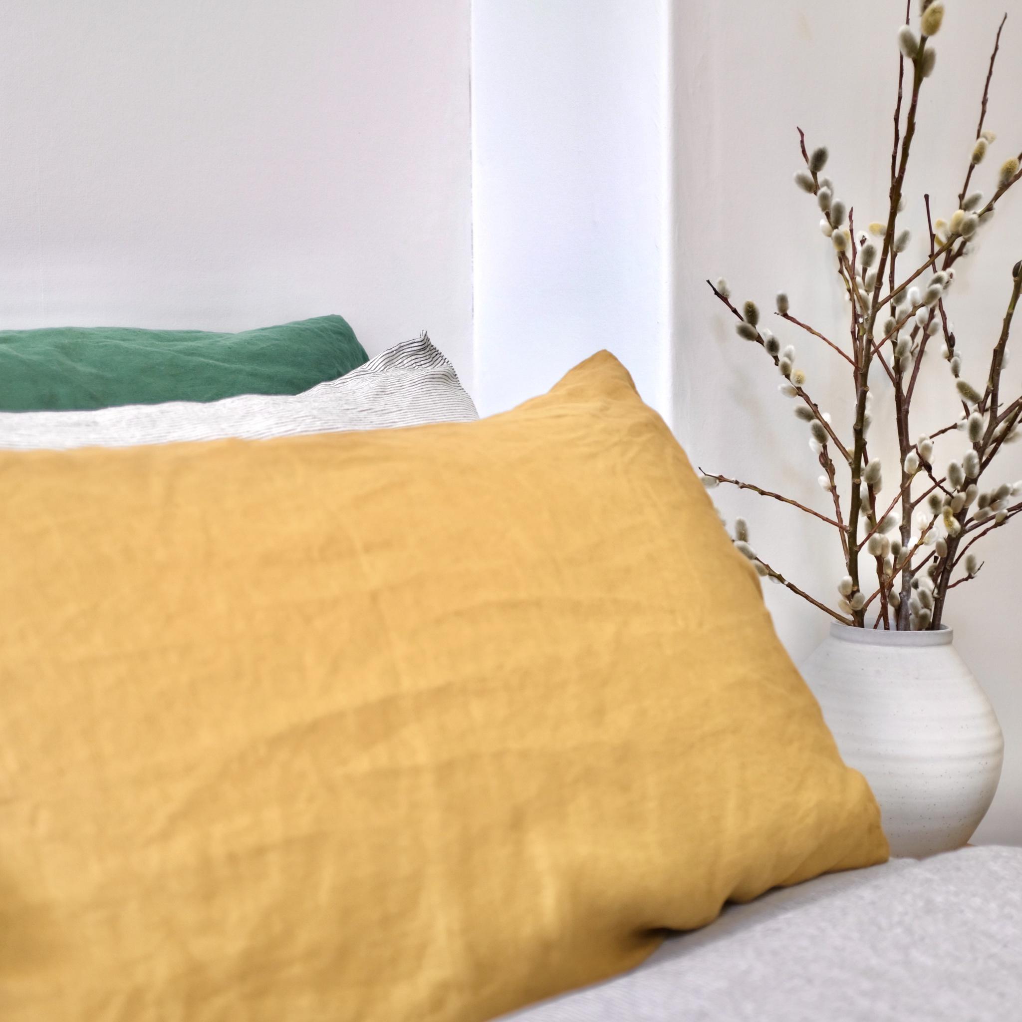 Mustard linen pillow cases shop