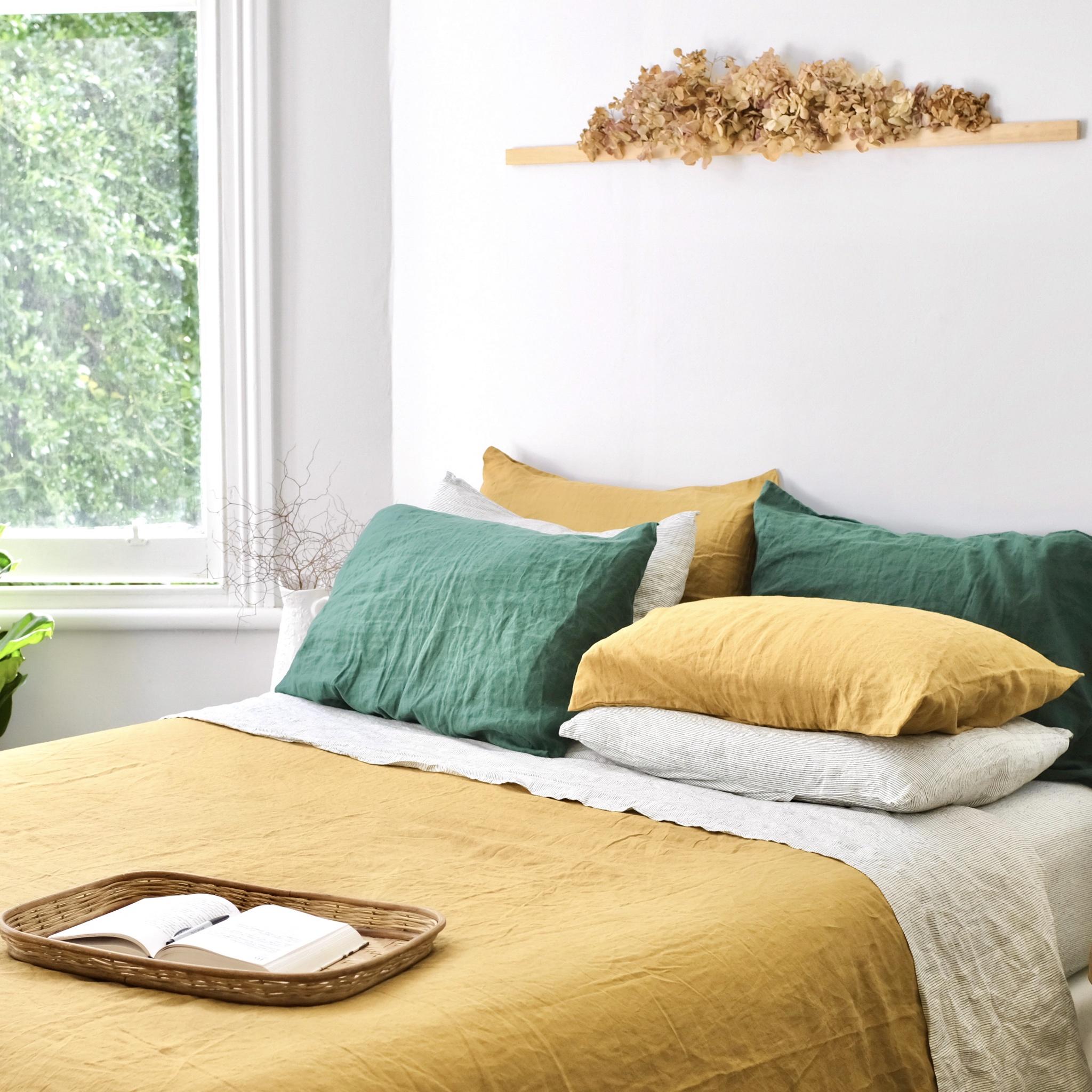 Mustard Linen Pillowcases Foxtrot Home