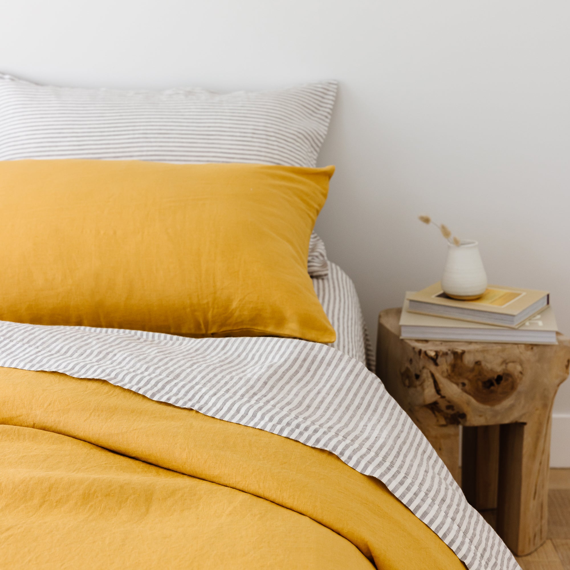 Mustard yellow top standard pillowcases
