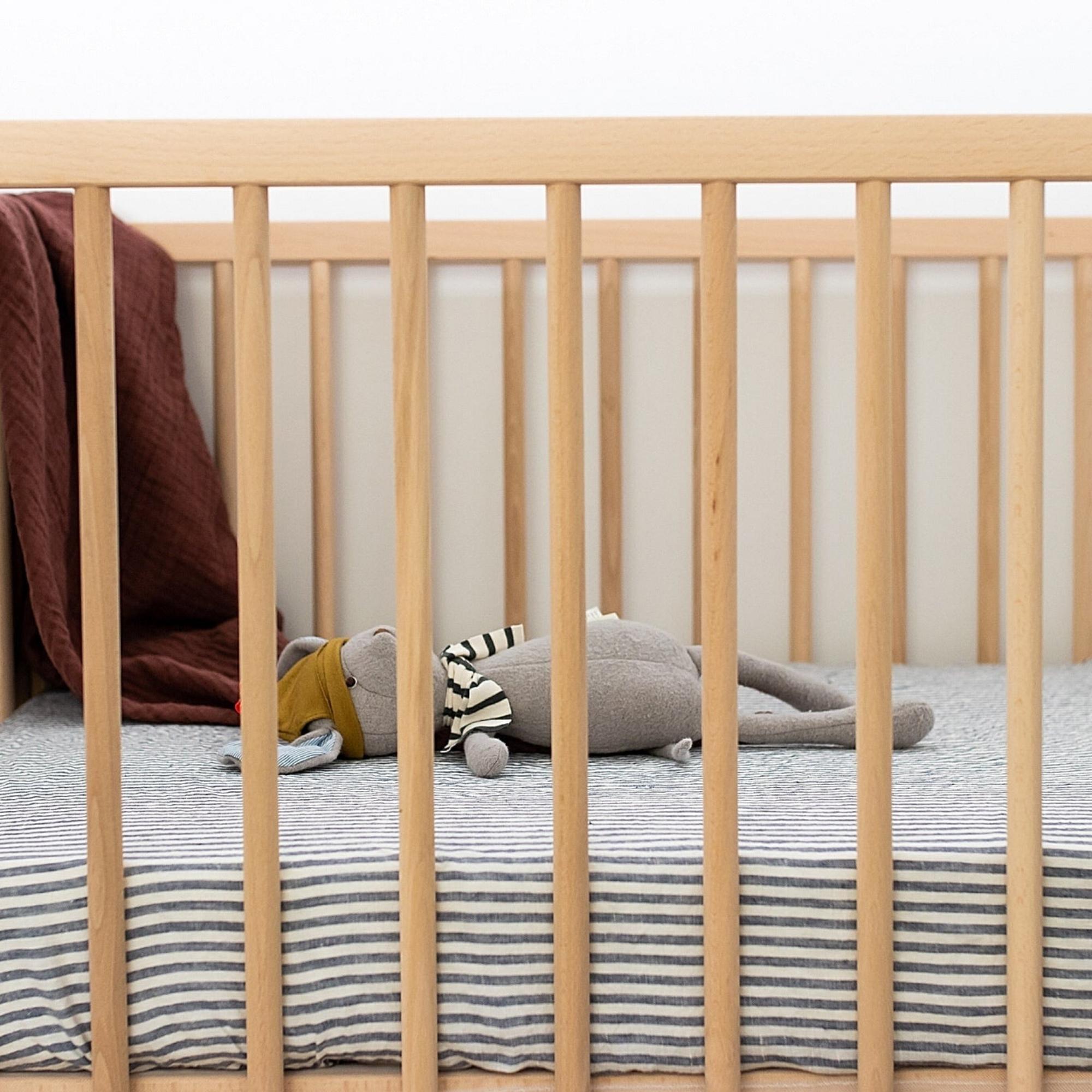 Navy Stripes Linen Cot Bassinet Sheet Foxtrot Home