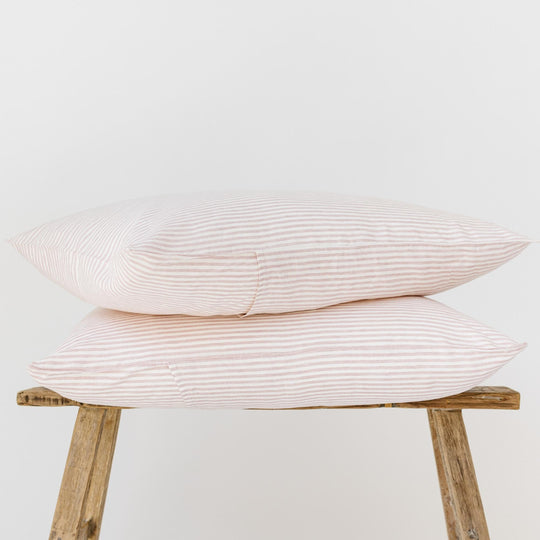 Pink Stripes Linen Pillowcases