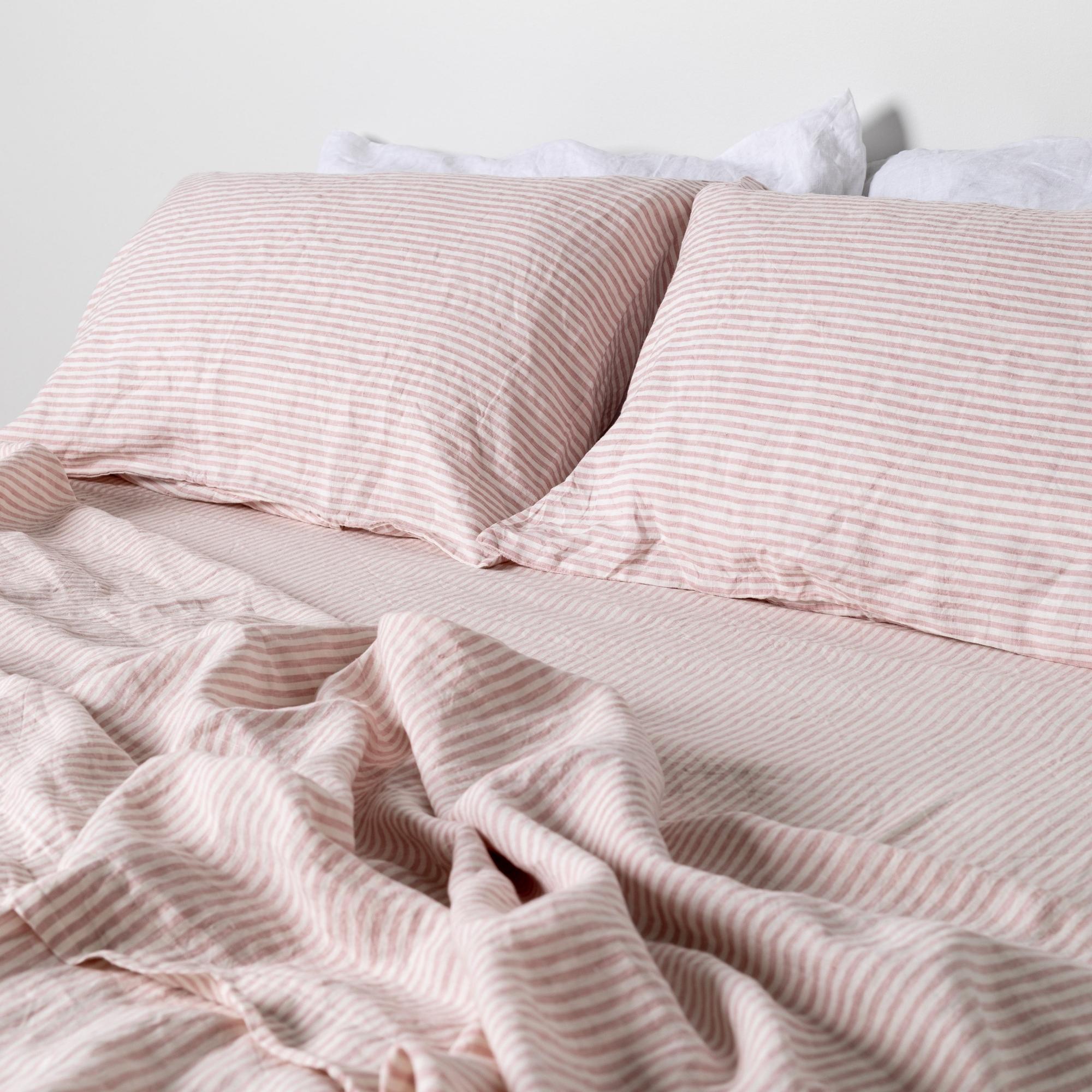 Pink linen shop pillow cases