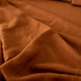 Foxtrot Home French Flax Linen styled in a bedroom with Tobacco Fitted Sheet.