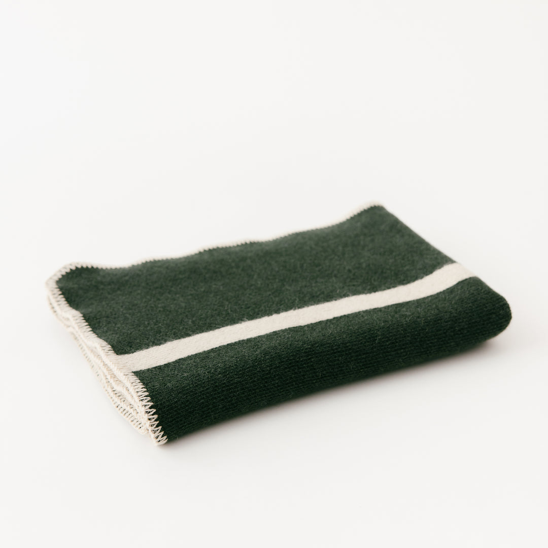 Foxtrot Home New Zealand Forest Green Wool Baby Blanket.