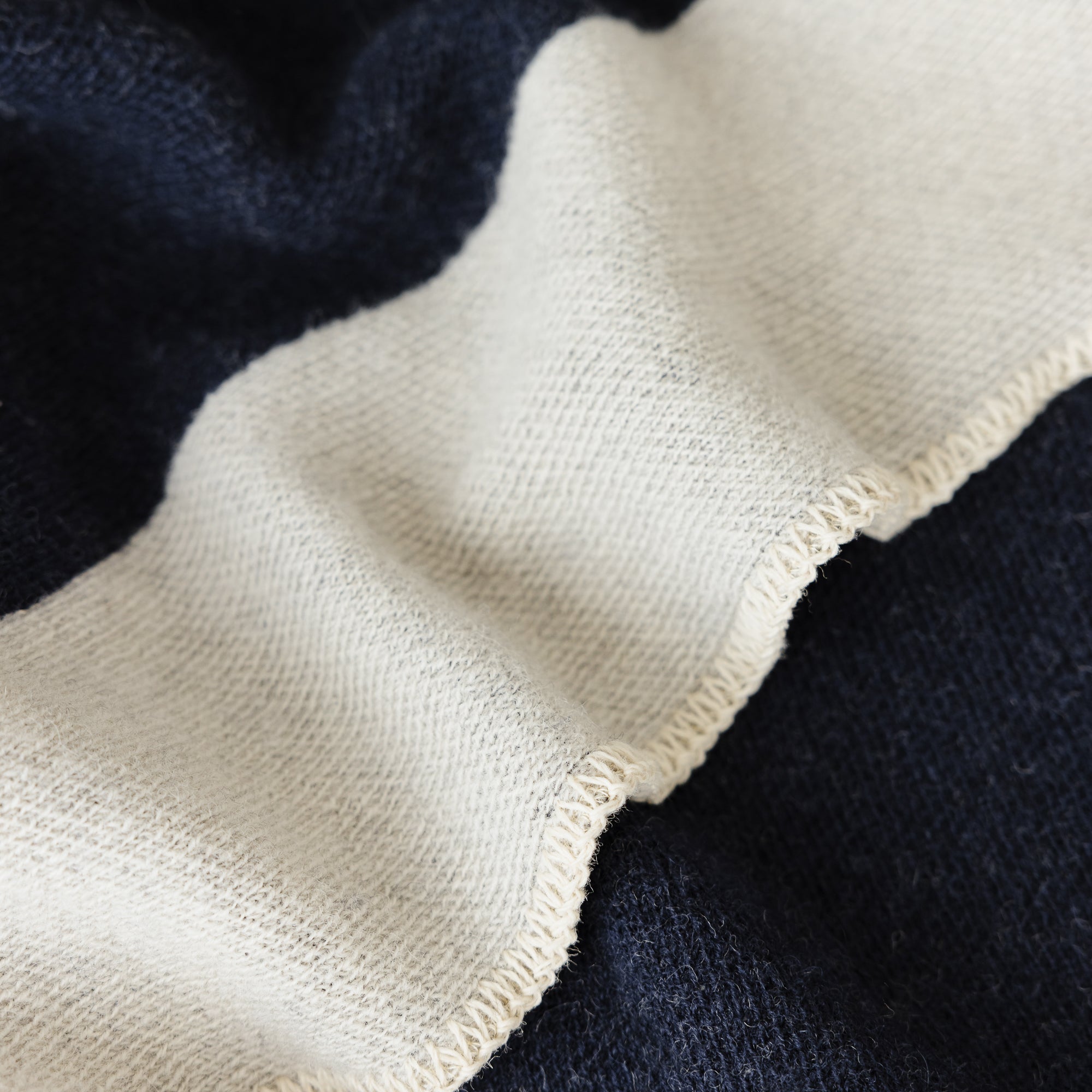 Navy Blue Wool Blanket Throw Foxtrot Home