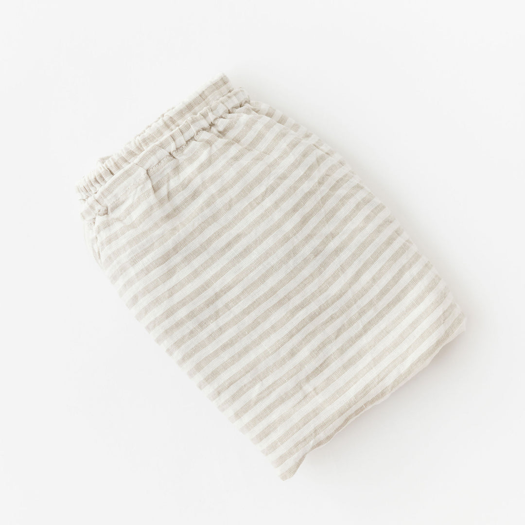 Linen Cot/Bassinet Sheet in Sand Stripes