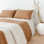 Foxtrot Home French Flax Linen styled with a Malt Brown Duvet