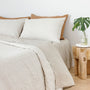 Foxtrot Home French Flax Linen bedroom styled with Sand Stripes Duvet