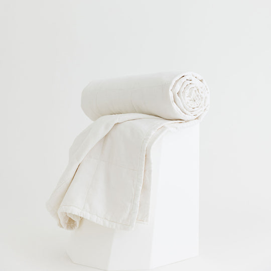 Brilliant White Linen Cot Quilt