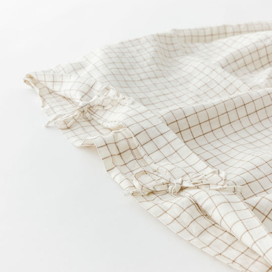 Malt Brown Grid Linen Cot Duvet