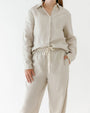 Foxtrot Home French Flax Linen Winter Pyjamas in Stone