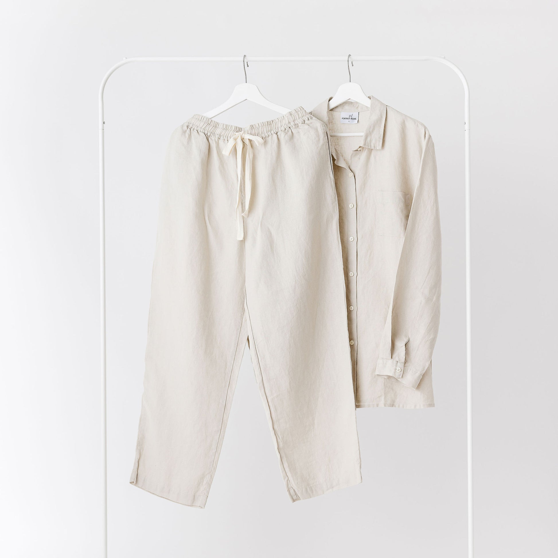 Foxtrot Home French Flax Linen Winter Pyjamas in Stone