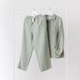 Foxtrot Home French Flax Linen Winter Pyjamas in Sage