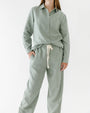 Foxtrot Home French Flax Linen Winter Pyjamas in Sage